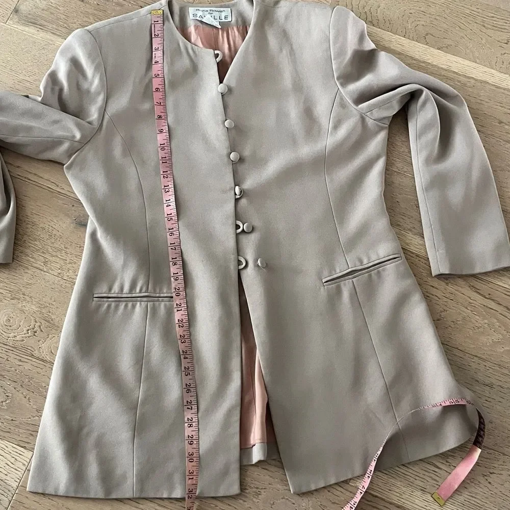 Vintage Rena Rowan Beige Minimal Blazer Clean Girl Quiet Luxury 90s